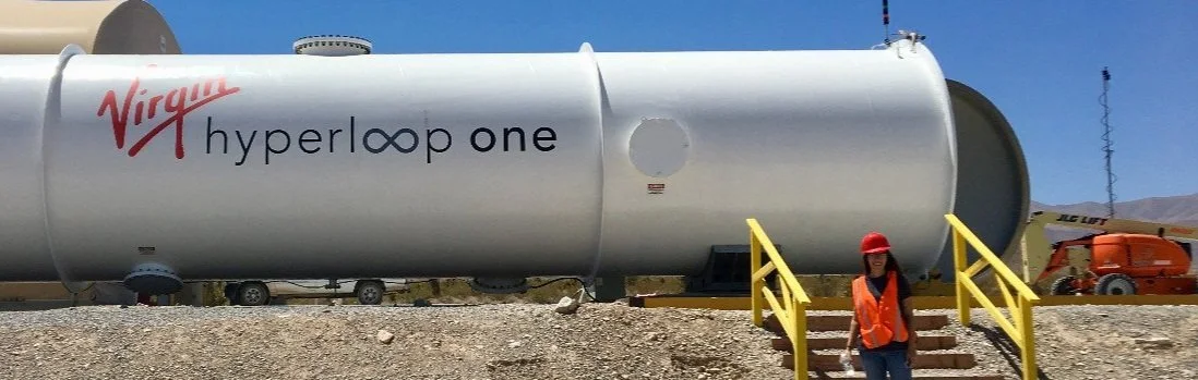 Sarah Iskander at the world's first hyperloop prototype in Nevada